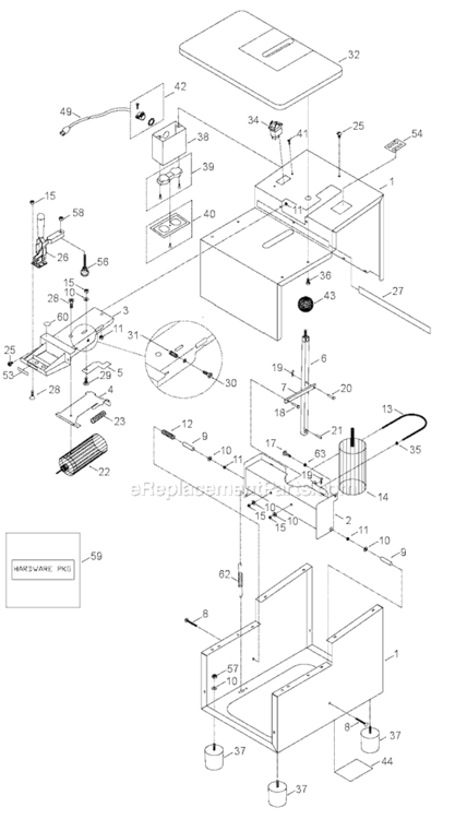 Page A Diagram and Parts List for 552 Type 1 Porter Cable Multi-Tool